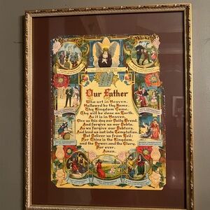 Vintage Religious Art Print with Gold Frame
